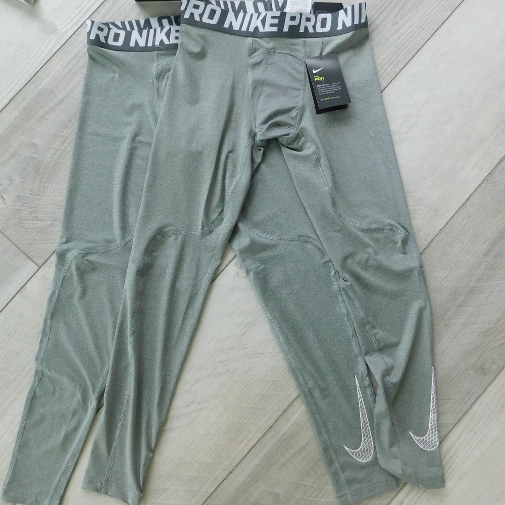 Nike Pro Dri-Fit Boys 3/4-Length Athletic Tights Pants Grey 2x pants